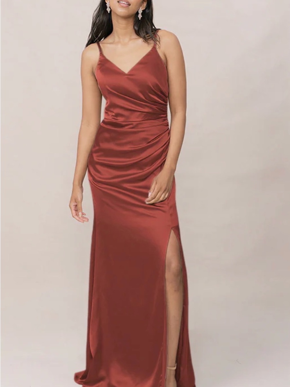Revelry Rory Satin Dress- Cinnamon Rose